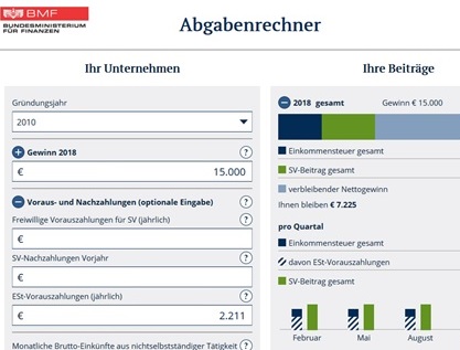 Screenshot Abgabenrechner